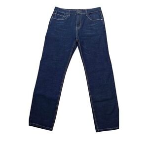 Jeans Wear Mens 34 Dark Wash Straight Leg Jeans Classic Style Denim Pants Lq